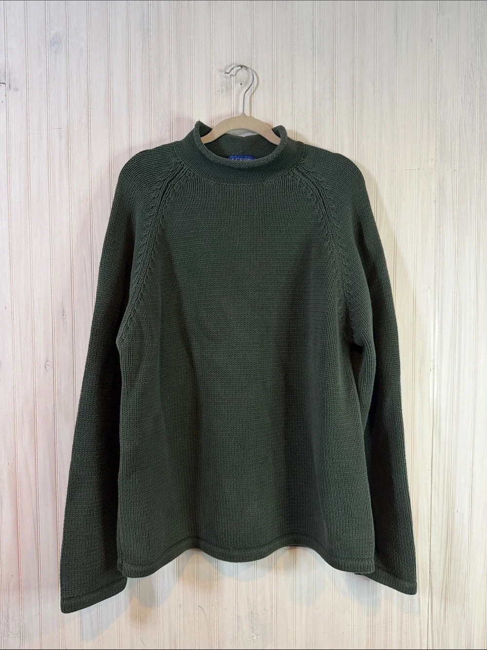 VINTAGE J CREW DARK GREEN ROLL NECK SWEATER xl